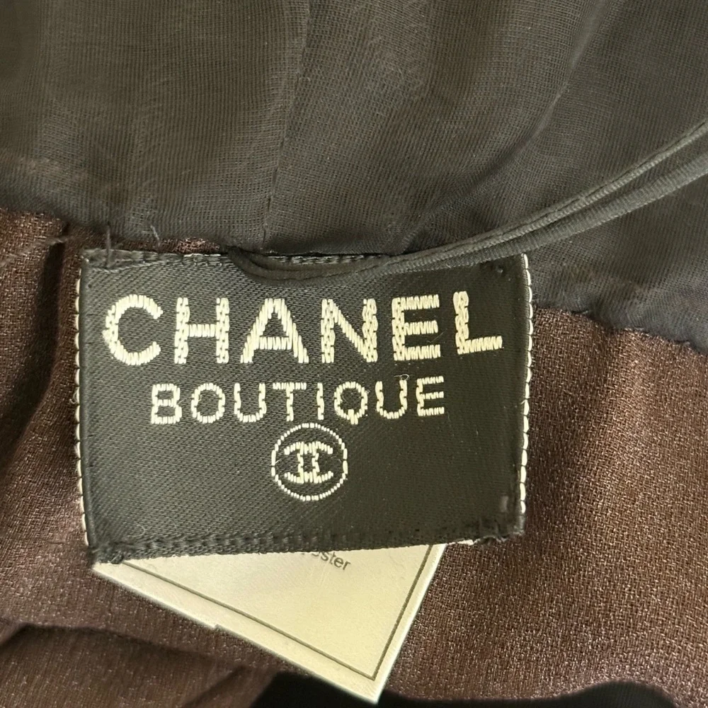 CHANEL FW/1998 RUNWAY VINTAGE CC LOGO SHEER LACE SILK EVENING GOWN - Picture 9 of 15